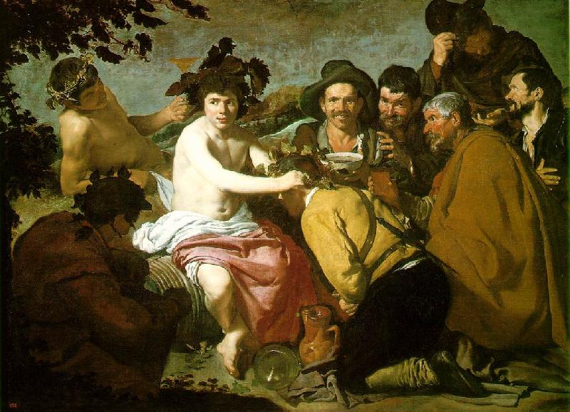 VELAZQUEZ, Diego Rodriguez de Silva y The Topers (The Rule of Bacchus) e France oil painting art
